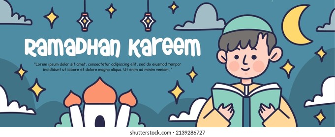 Banner-Illustration-Objekt für Quran Ramadhan Kareem