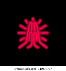 Praying red glowing neon ui ux icon. Glowing sign logo vector