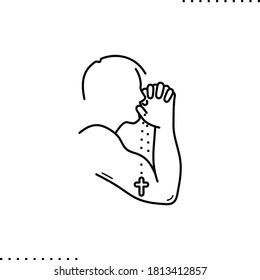  praying religious man, request 
 vector icon in outlines