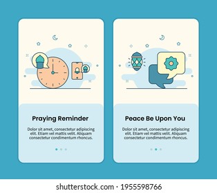 praying reminder and peace be upon you design onboarding design mobile page screen app