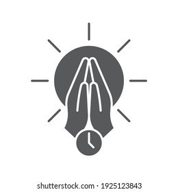 Praying time icon, color, line, outline vector sign, linear style pictogram isolated on white. Symbol, logo illustration