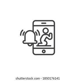 Praying time notice line icon. linear style sign for mobile concept and web design. Islamic namaz time outline vector icon. Symbol, logo illustration. Vector graphics