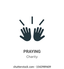 Praying vector icon on white background. Flat vector praying icon symbol sign from modern charity collection for mobile concept and web apps design.