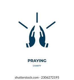 praying vector icon. praying, prayer, religious filled icons from flat charity concept. Isolated black glyph icon, vector illustration symbol element for web design and mobile apps