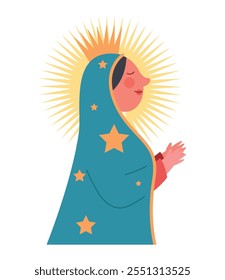 praying virgin of guadalupe isolated