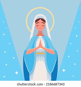 praying virgin Mary character design