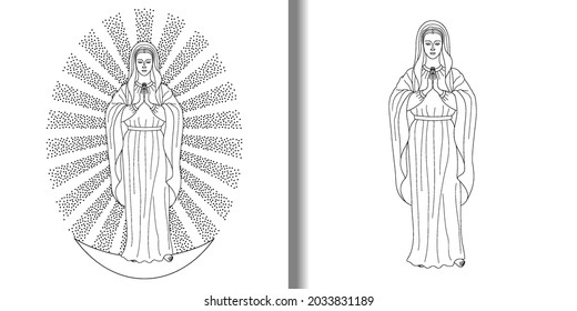 Praying Virgin Mary with lilies print set.