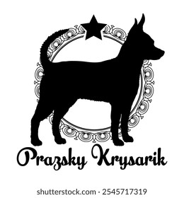 Prazsky Krysarik. dog silhouette, dog, dog breeds,  vector, silhouette, logo design, animal, illustration, icon, sign, black, pet