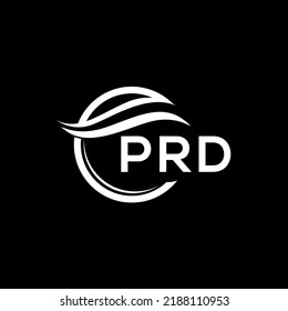 Diseño del logo de la carta PRD sobre fondo negro. Logo del círculo creativo PRD. Concepto del logotipo de la carta de iniciales PRD. Diseño de letras PRD.