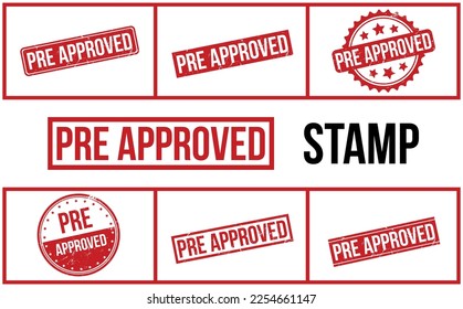 Pre Approved Rubber Stamp Set Vector