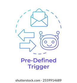 Pre defined trigger blue gradient concept icon. Integrating robotic process automation in routine tasks. Round shape line illustration. Abstract idea. Graphic design. Easy to use in presentation