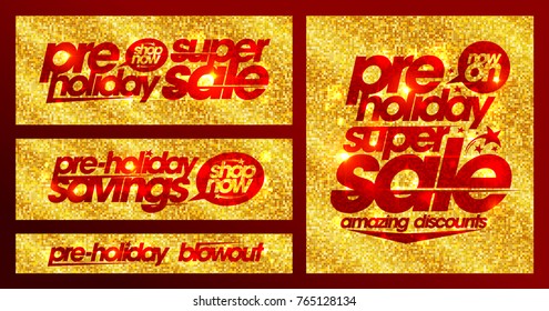 Pre holiday super sale design concept, new year and christmas holidays dsavings poster