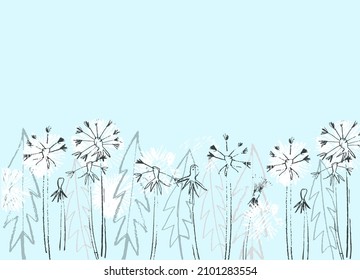 Pre made template with Dandelion flower. Summer concept. Decorative greeting card, invitation, poster, design background, birthday party.