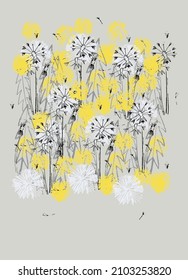 Pre made template with Dandelion flower. Summer concept. Decorative greeting card, invitation, poster, design background, birthday party.