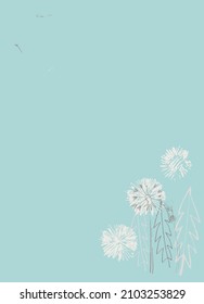 Pre made template with Dandelion flower. Summer concept. Decorative greeting card, invitation, poster, design background, birthday party.