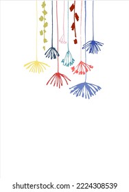 Pre made template with dry flower. Summer concept. Decorative greeting card, invitation, poster, design background, birthday party.