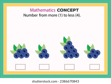 Pre math concepts. more less. educational children game. Kids activity sheet, more less learning worksheet.