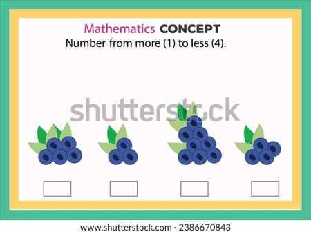 Pre math concepts. more less. educational children game. Kids activity sheet, more less learning worksheet.
