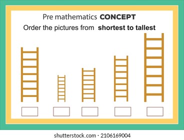 Pre math concepts. Tall short. educational children game. Kids activity sheet, tall short learning worksheet.