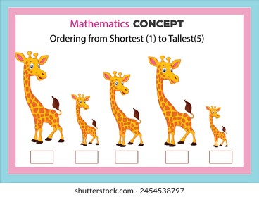 Pre math concepts. Tall short. Kids activity sheet, tall short learning worksheet. Education developing worksheet. Game for kids. Activity page. Puzzle for children. Riddle for preschool.