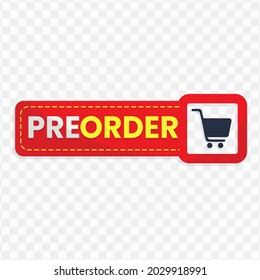 Pre Order banner design, red and yellow color, Vector Illustration with transparent background.