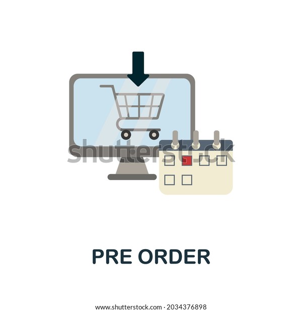 Pre Order flat icon. Simple sign from\
procurement process collection. Creative Pre Order icon\
illustration for web design, infographics and\
more