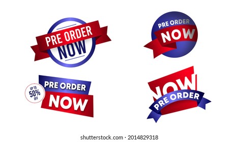 Pre order label template stock vector. Pre order label for web banner and online flyer of big sale event