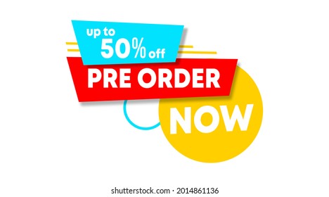 Pre order label template stock vector. Pre order label for web banner and online flyer of big sale event