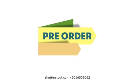Vector de stock de plantilla de etiqueta de pedido previo. Etiqueta de prepedido para banner web y volante en línea de evento de gran venta