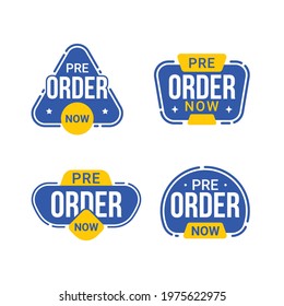 Pre order now label badges collection flat vector design