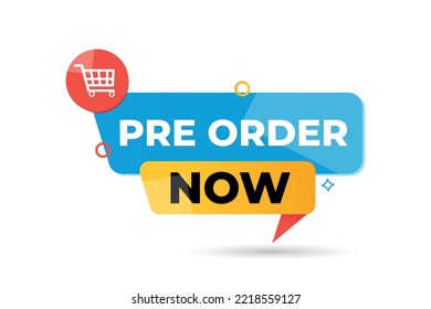 Pre order now with shopping cart vector