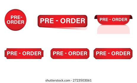 Pre Order Red Button and Label Set for Ecommerce and Web UI