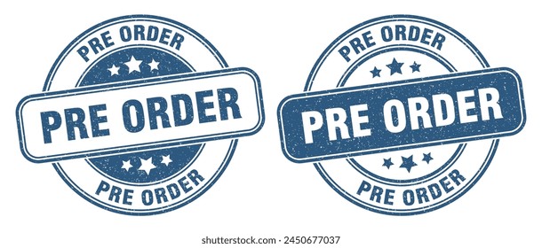 pre order stamp. pre order sign. round grunge label