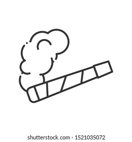 Pre Roll cigarette black line icon. CBD cannabis product sign. Pictogram for web page, mobile app, promo. UI/UX/GUI design element. Editable stroke.