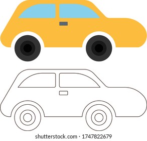 Pre School Coloring Car Illustration