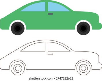Pre School Coloring Car Illustration