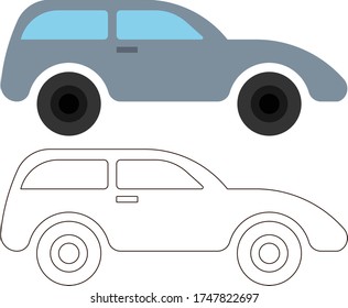 Ilustración del coche de coloración preescolar