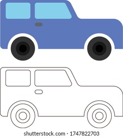 Pre School Coloring Car Illustration