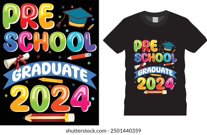 Pre school graduate school teacher vector. preschool Back To School Class of 2024.t shirt design on plain white transparent isolated background.TshirtCalligraphy phrase for Christmas poster or badge.