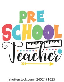 Pre school teacher colorful teachers day, Teachers design bundle, teachers day design, colorful teachers day svg