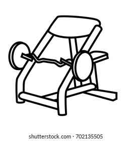 Preacher bench workout equipment outlined on white background