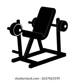 Preacher Curl Bench Machine Arm Workout Tool Silhouette Vector Art Illustration