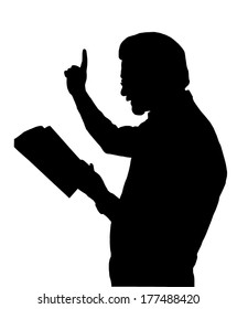 Preacher Reading from Bible with Raised Finger