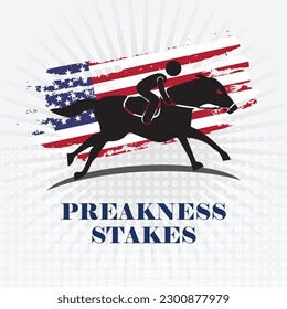 Preakness Stakes Horse Racing vector, icon, illustration concept. The Preakness Stakes is traditionally held on the third Saturday in May.