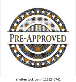 Pre-Approved arabesque badge. arabic decoration.