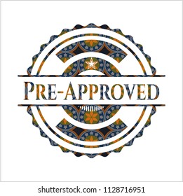 Pre-Approved arabic badge background. Arabesque decoration.