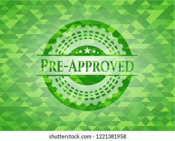 Pre-Approved green emblem with mosaic background