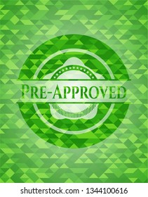 Pre-Approved green emblem with triangle mosaic background