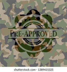 Pre-Approved on camouflage pattern. Vector Illustration. Detailed.