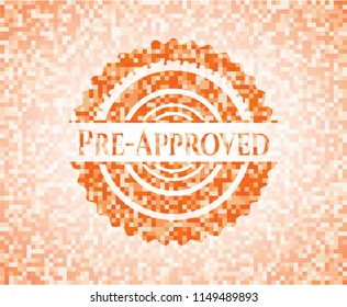 Pre-Approved orange mosaic emblem with background